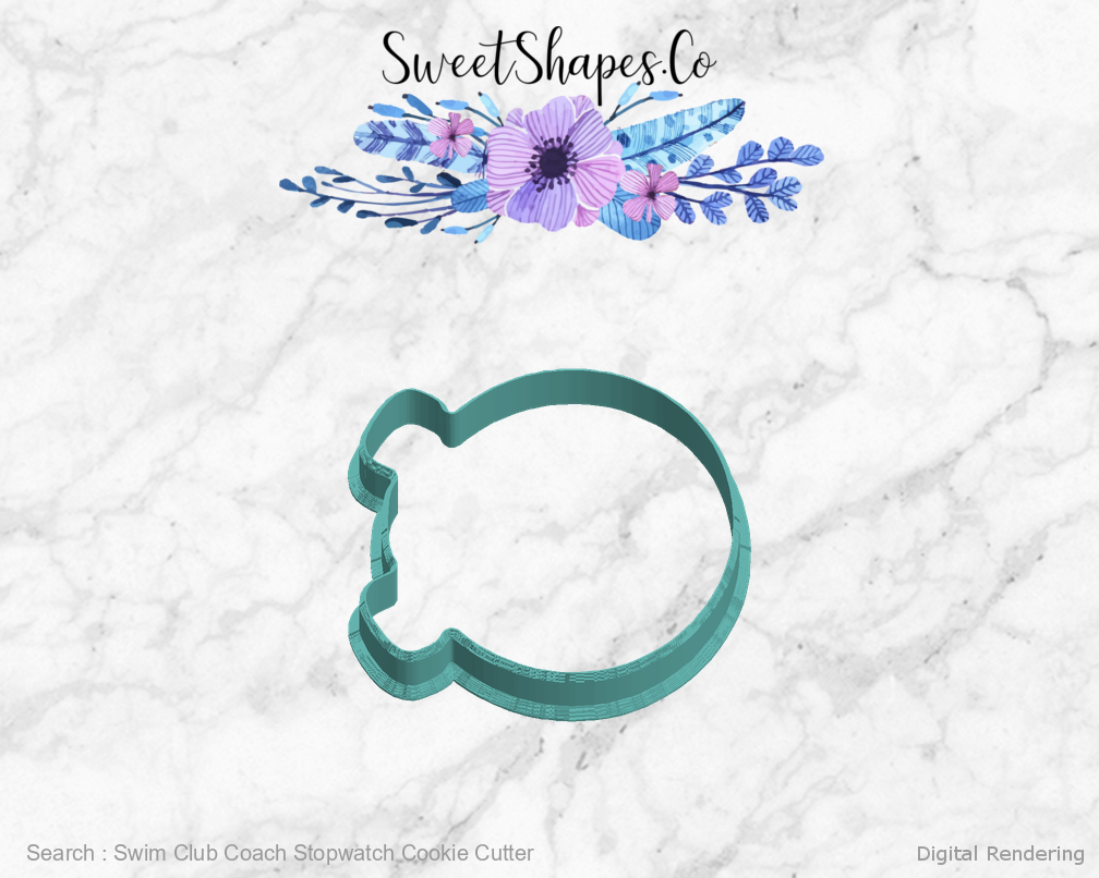 Swim Club Coach Stopwatch Cookie Cutter — 05-left manufacturing preview