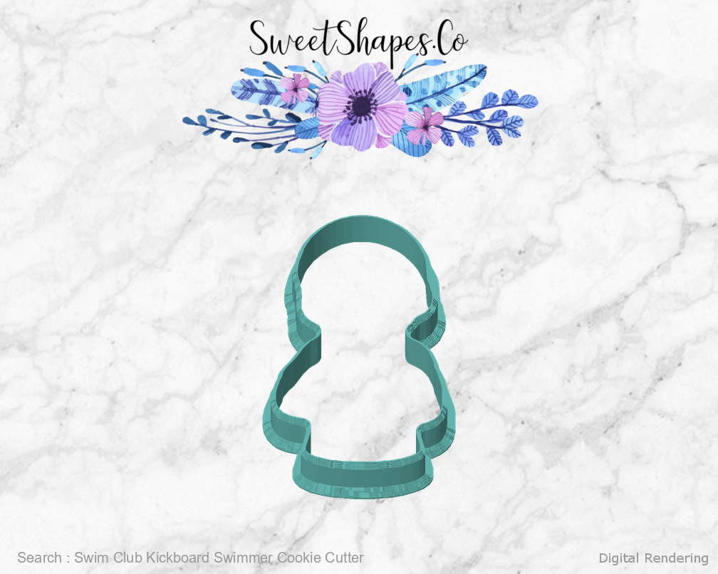 Swim Club Kickboard Swimmer Cookie Cutter — 01-front manufacturing preview