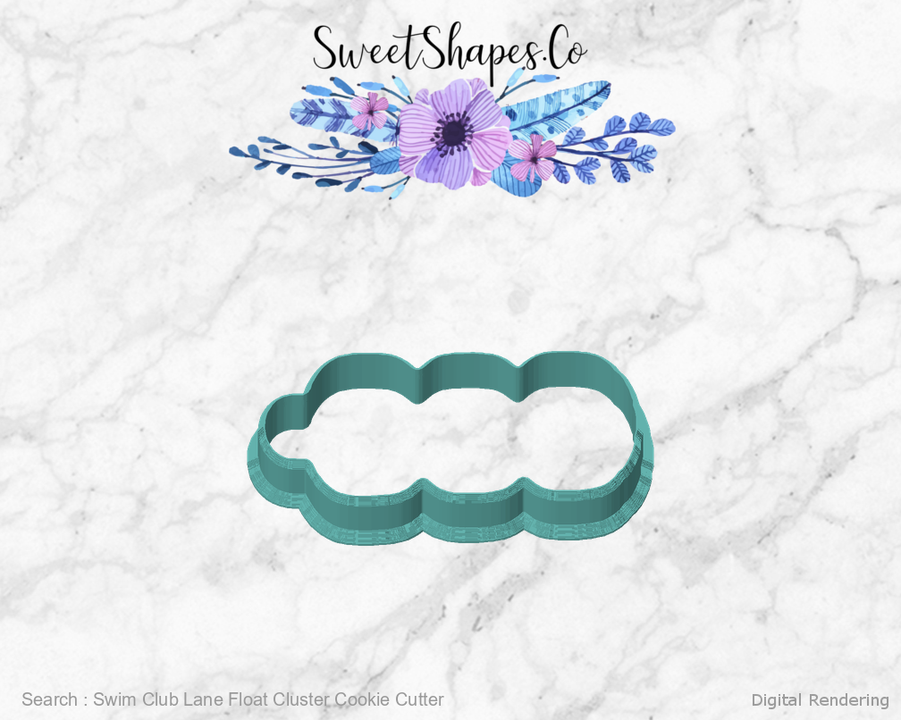 Swim Club Lane Float Cluster Cookie Cutter — 01-front manufacturing preview