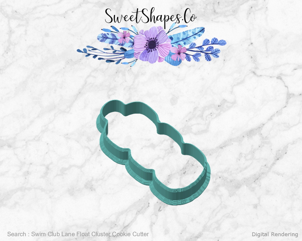 Swim Club Lane Float Cluster Cookie Cutter — 02-front-45 manufacturing preview