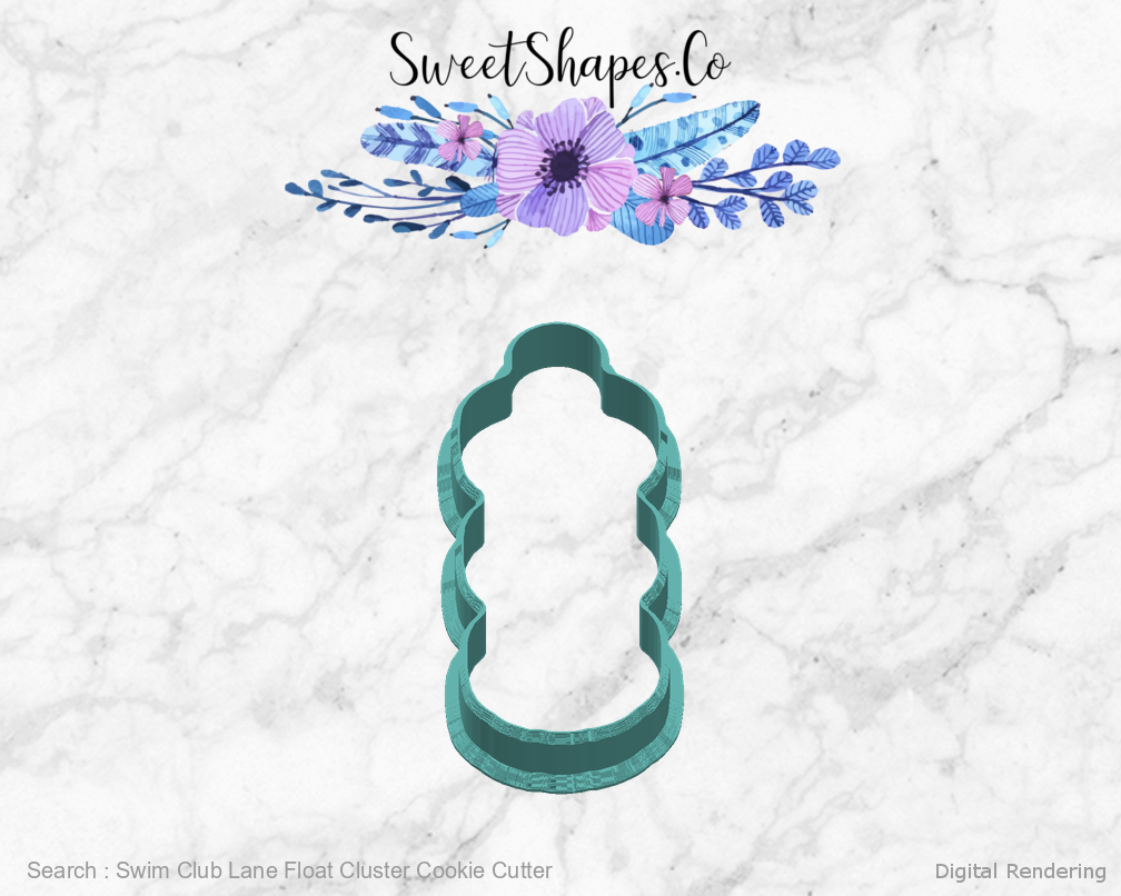 Swim Club Lane Float Cluster Cookie Cutter — 03-right manufacturing preview