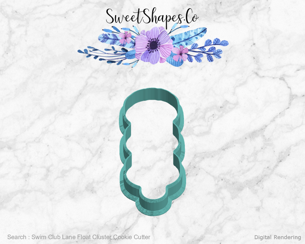 Swim Club Lane Float Cluster Cookie Cutter — 05-left manufacturing preview