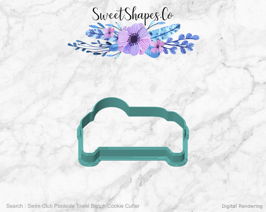 Swim Club Poolside Towel Bench Cookie Cutter — 01-front manufacturing preview