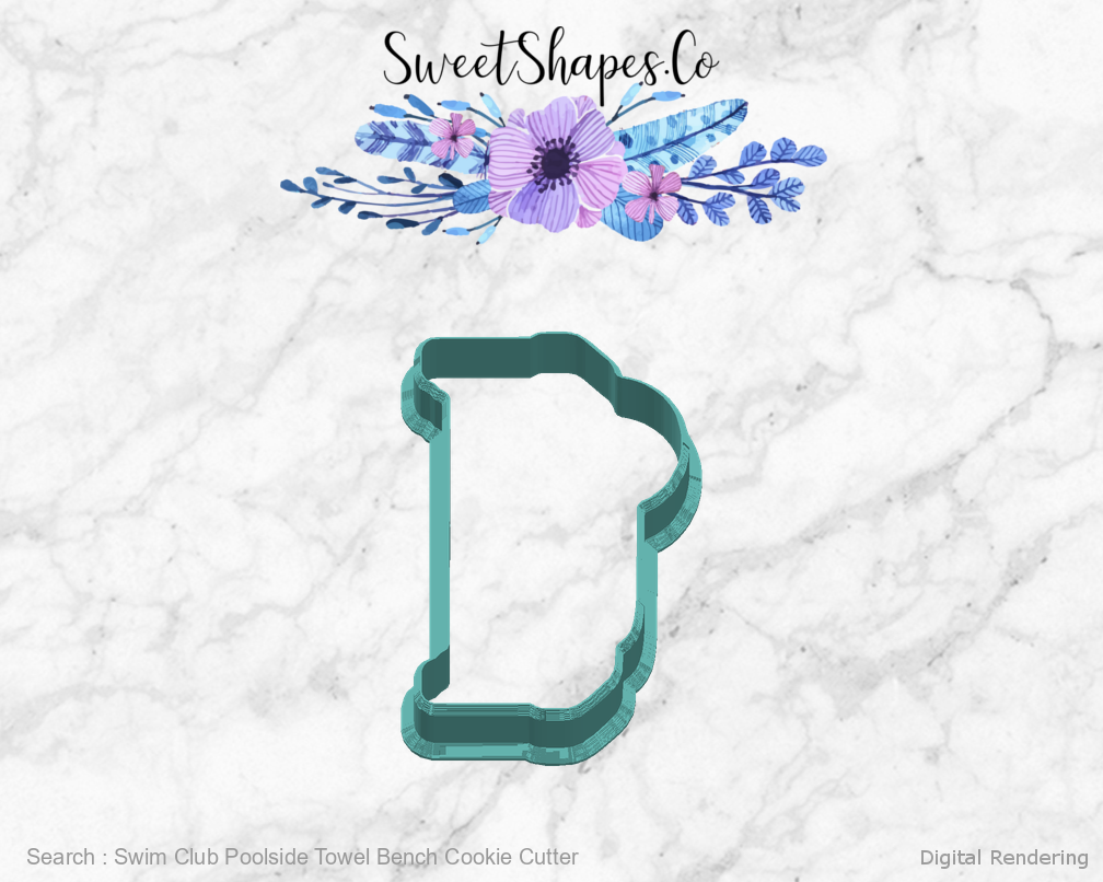 Swim Club Poolside Towel Bench Cookie Cutter — 03-right manufacturing preview