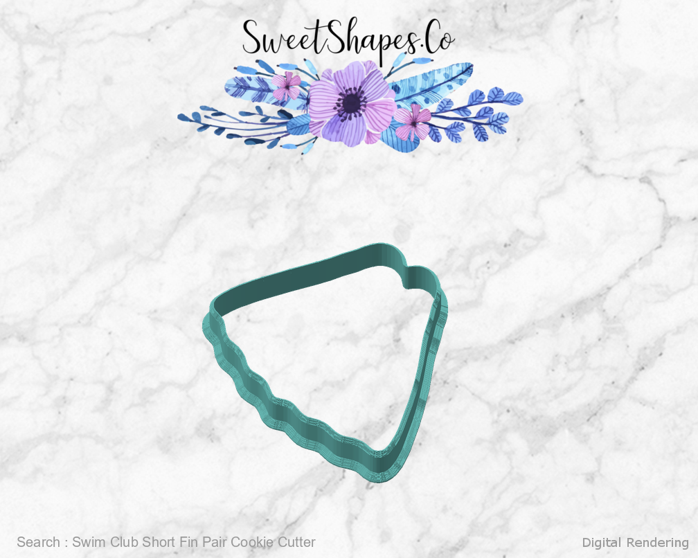 Swim Club Short Fin Pair Cookie Cutter — 02-front-45 manufacturing preview