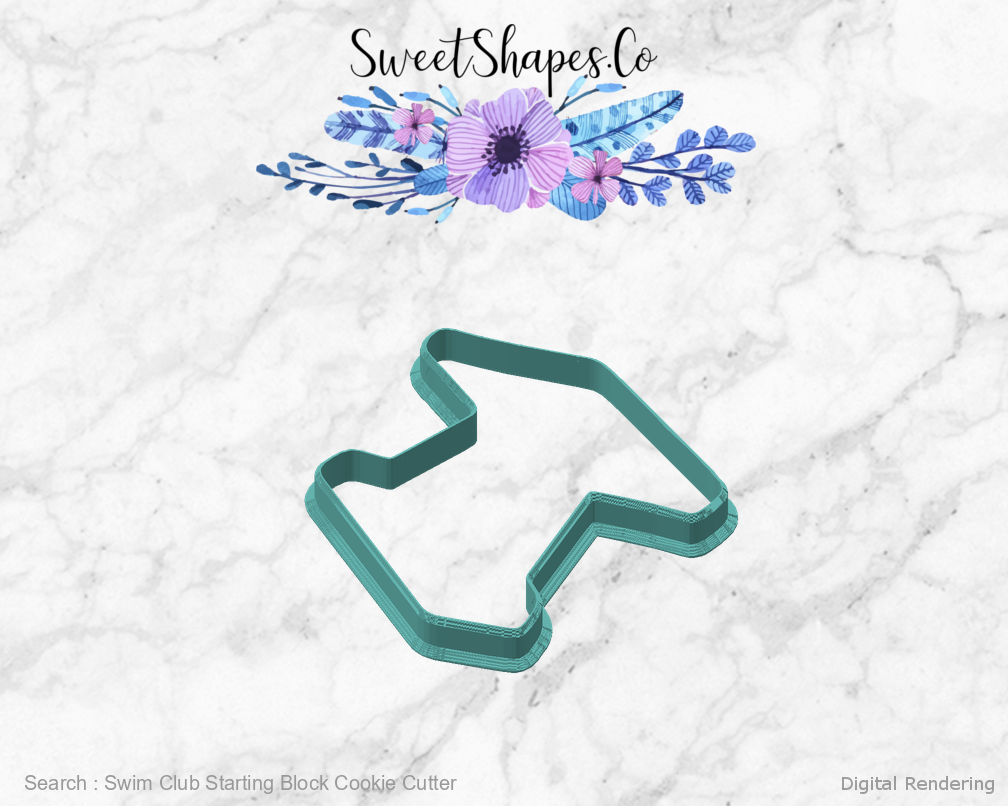 Swim Club Starting Block Cookie Cutter — 02-front-45 manufacturing preview