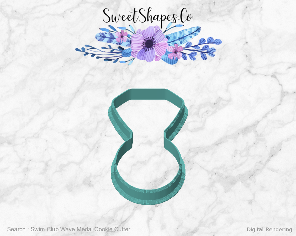 Swim Club Wave Medal Cookie Cutter — 01-front manufacturing preview