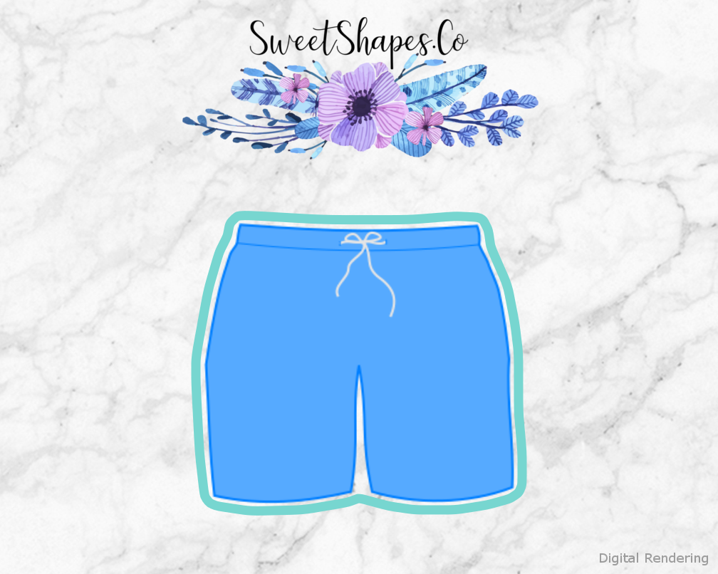 Swim Shorts Cookie Cutter — artwork with a close-fitting teal outline