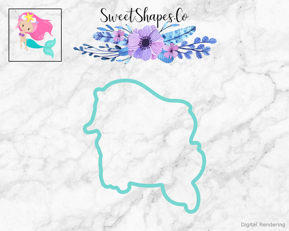Swimming Mermaid Cookie Cutter — teal outline with a small artwork preview