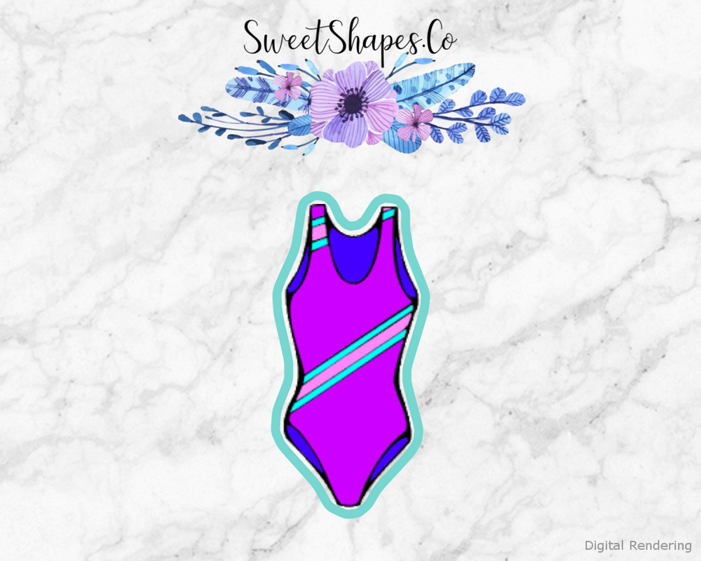 Swimsuit Cookie Cutter — artwork with a close-fitting teal outline