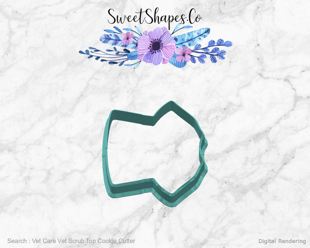 Vet Care Vet Scrub Top Cookie Cutter - manufacturing view 90 degrees