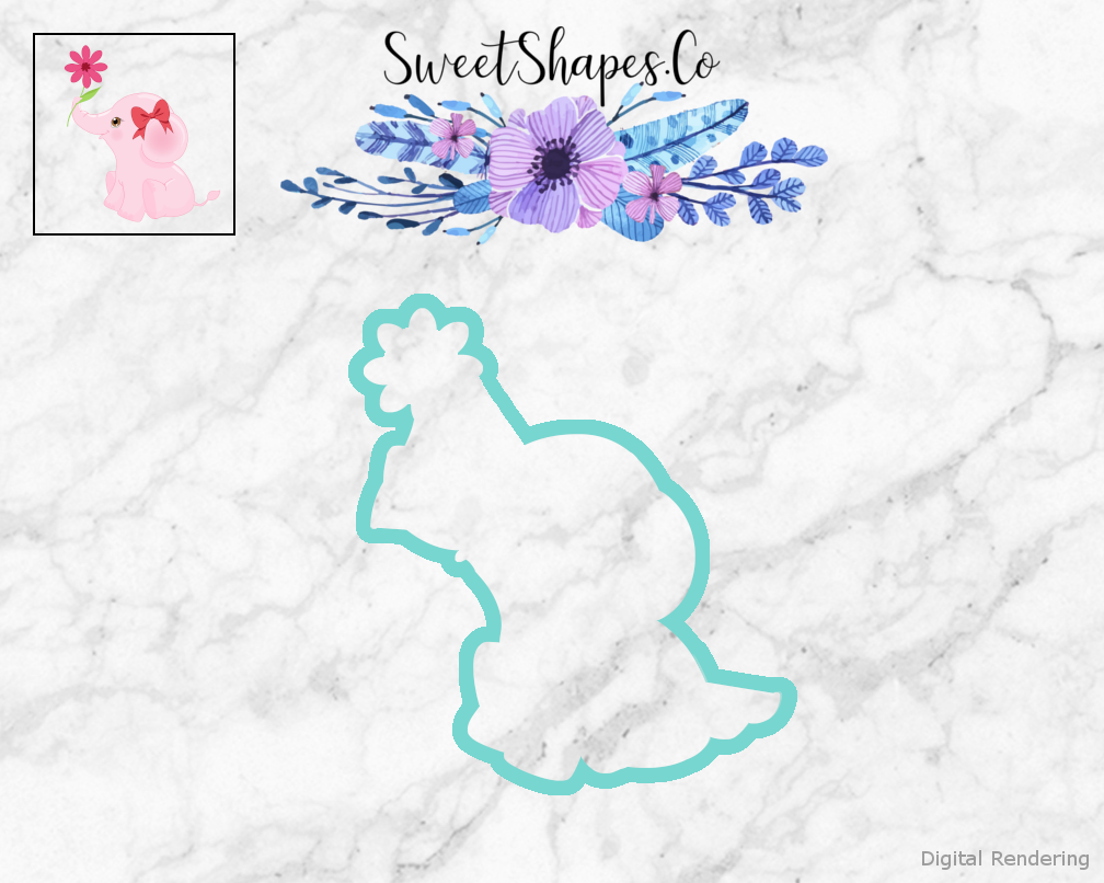 Baby Elephat With Flower Cookie Cutter