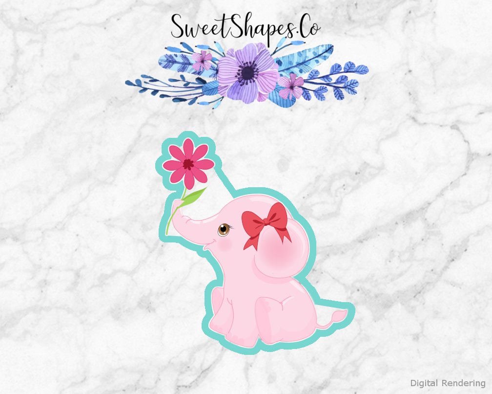 Baby Elephat With Flower Cookie Cutter