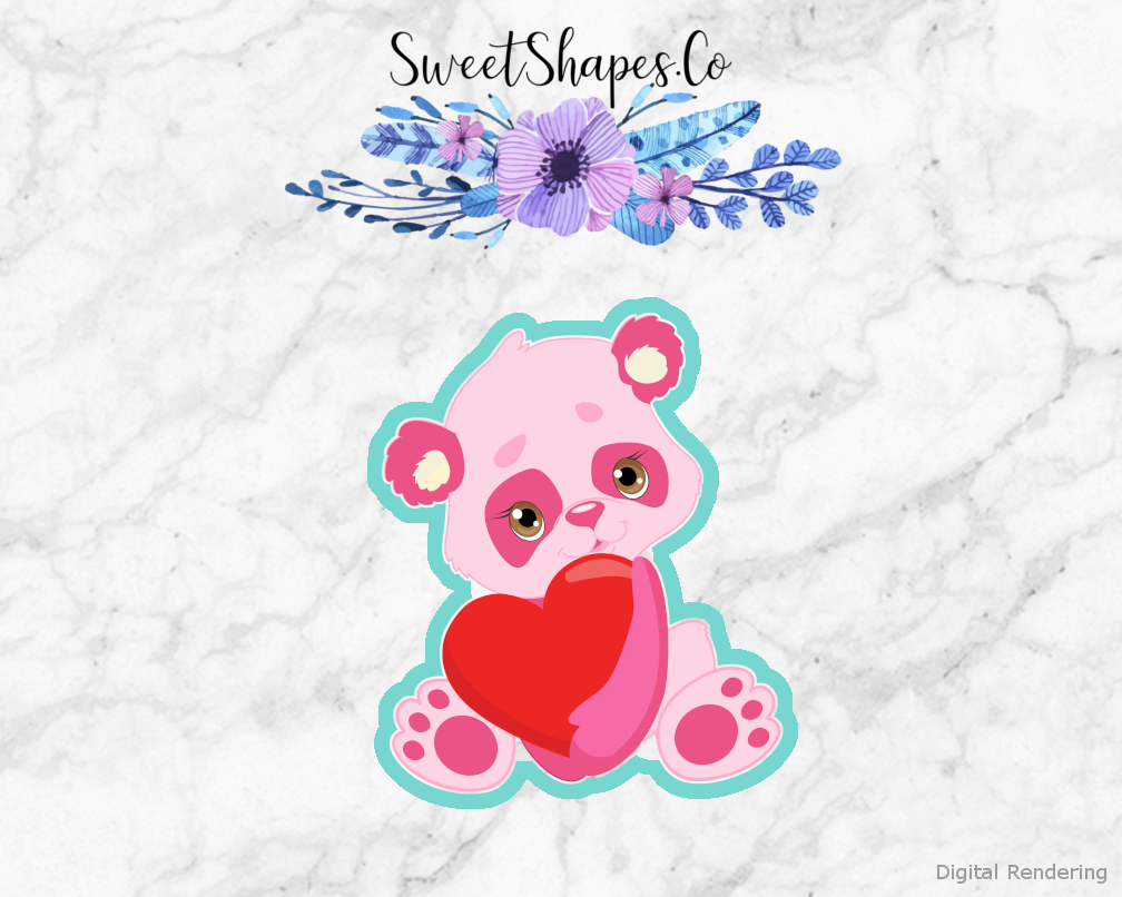 Baby Panda With Heart Cookie Cutter
