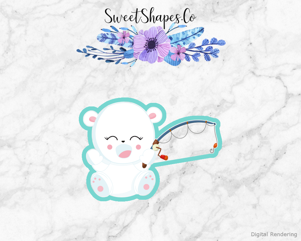 Baby Polar Bear With Fishing Pole Cookie Cutter