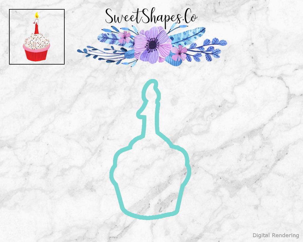 Cupcake With Number 1 Candle Cookie Cutter