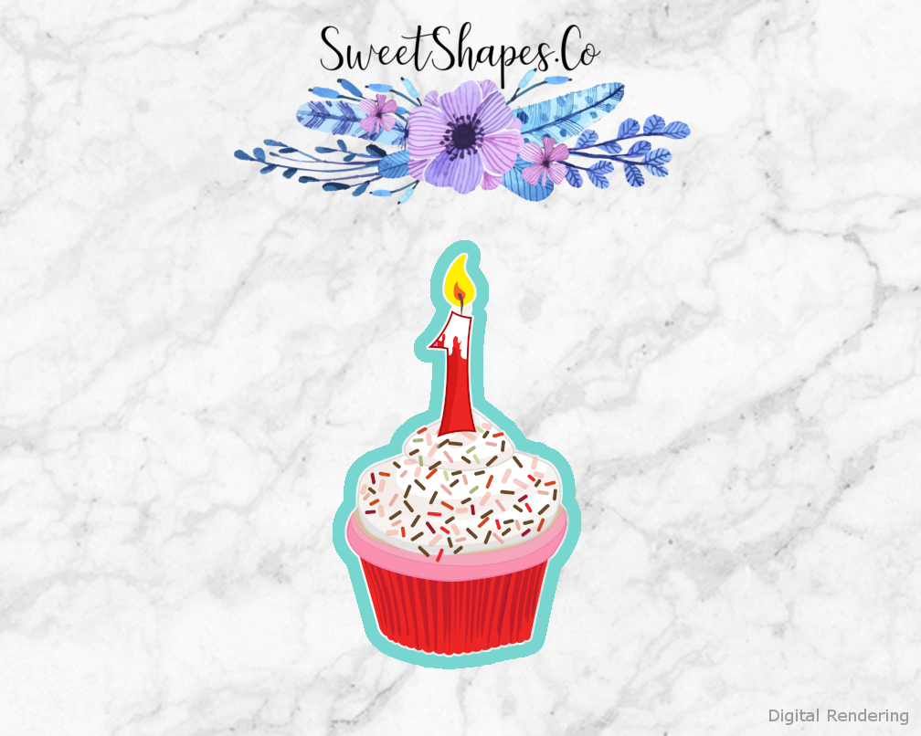 Cupcake With Number 1 Candle Cookie Cutter