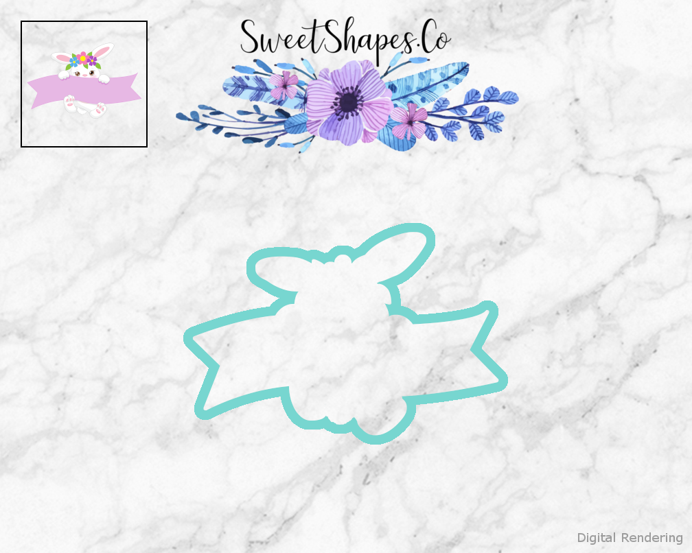Easter Bunny With Banner 1 Cookie Cutter