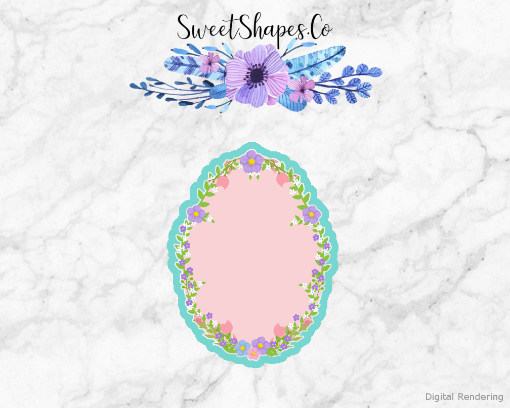 Easter Spring Oval With Flower Wreath Cookie Cutter