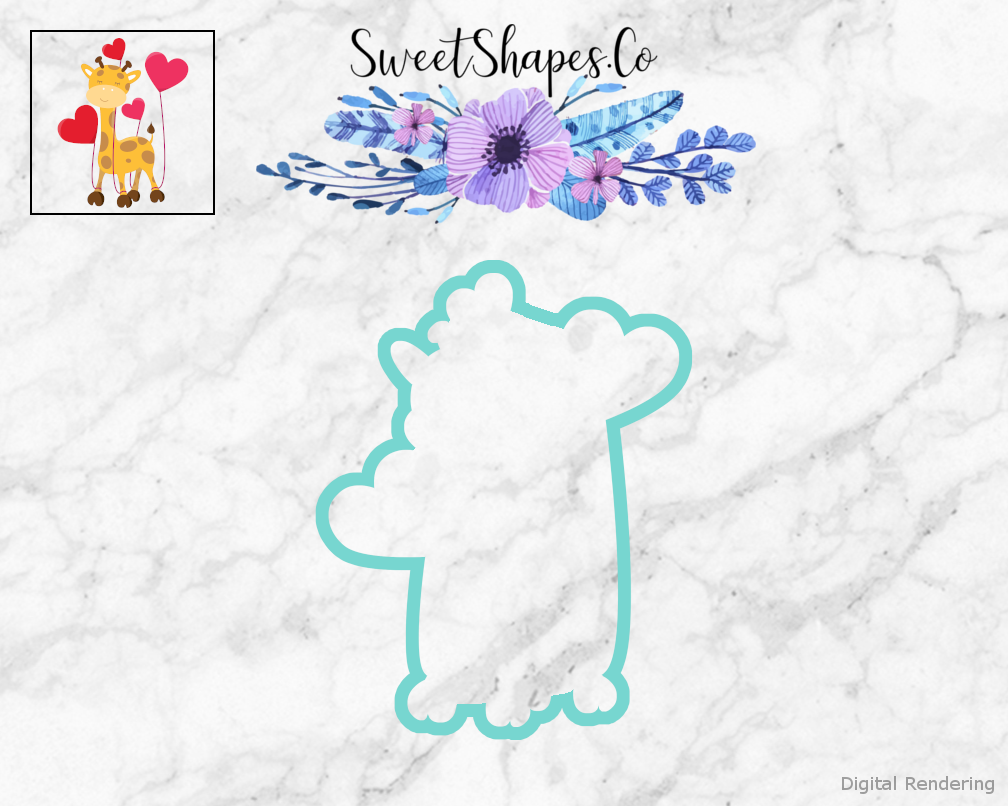Giraffe With Heart Balloons Cookie Cutter