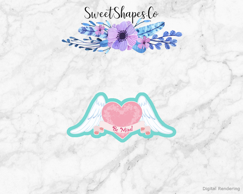 Heart With Banner And Wings Cookie Cutter
