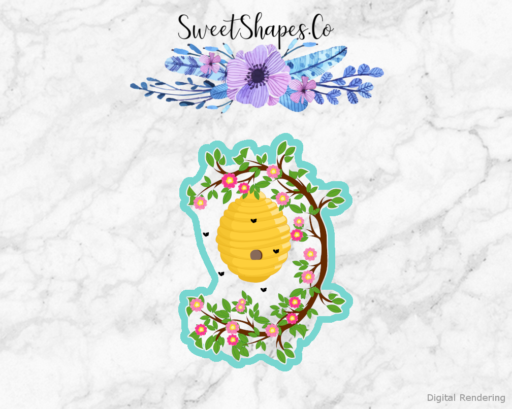 Honeybee Hive On Floral Branch Cookie Cutter