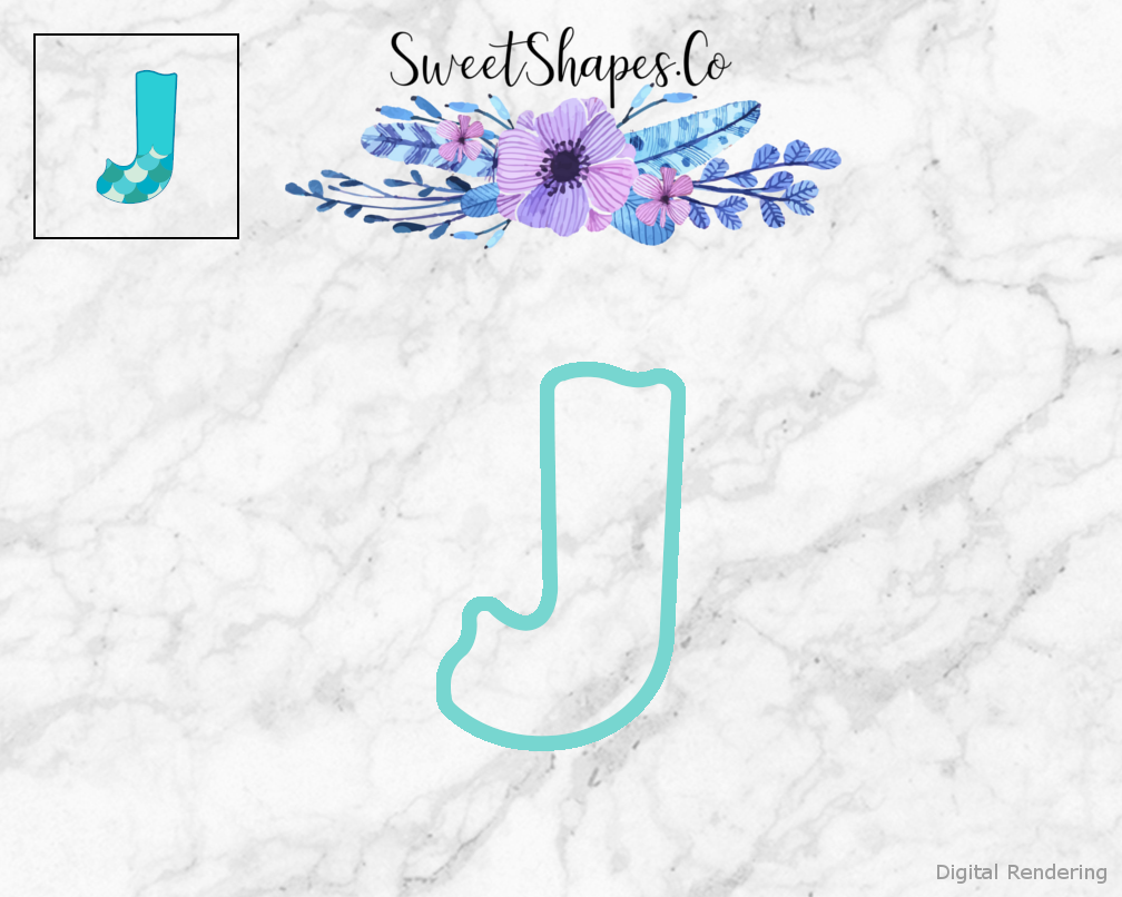 Mermaid Alphabet Letter J Cookie Cutter