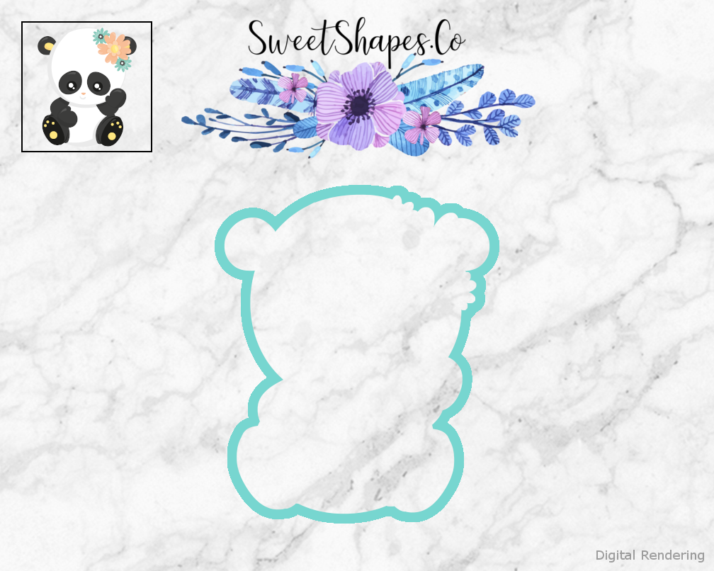 Panda With Flowers Cookie Cutter