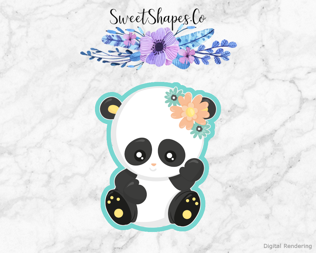Panda With Flowers Cookie Cutter