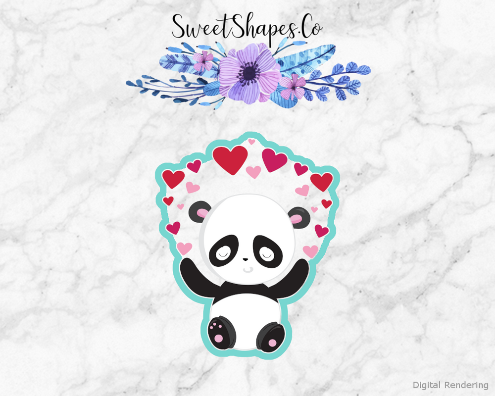 Panda With Hearts 2 Cookie Cutter