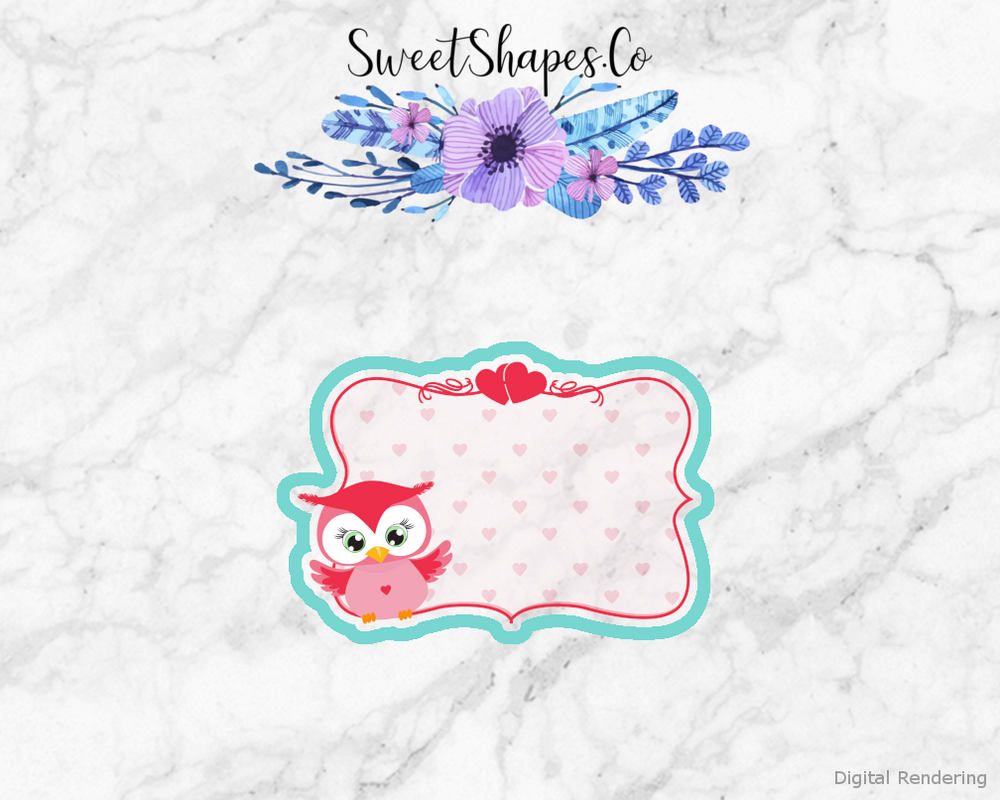 Plaque With Owl And Hearts Cookie Cutter