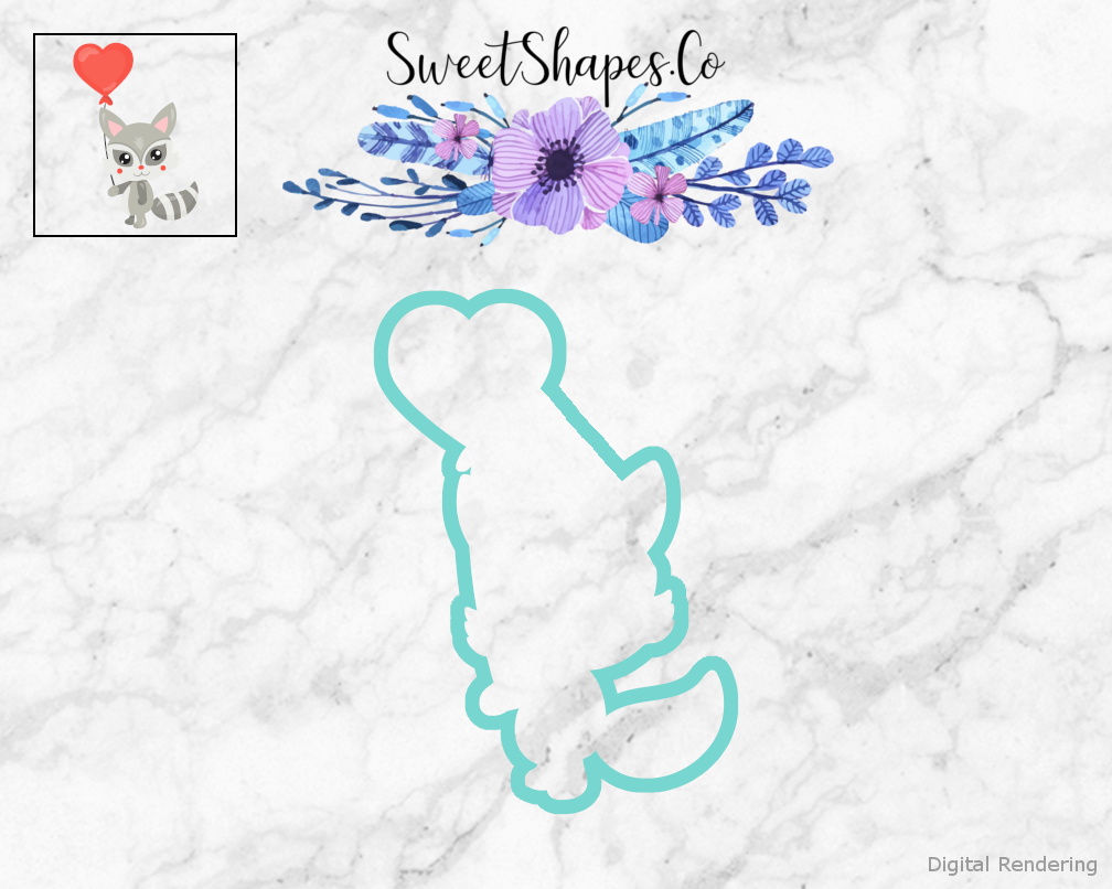 Raccoon With Heart Balloon Cookie Cutter