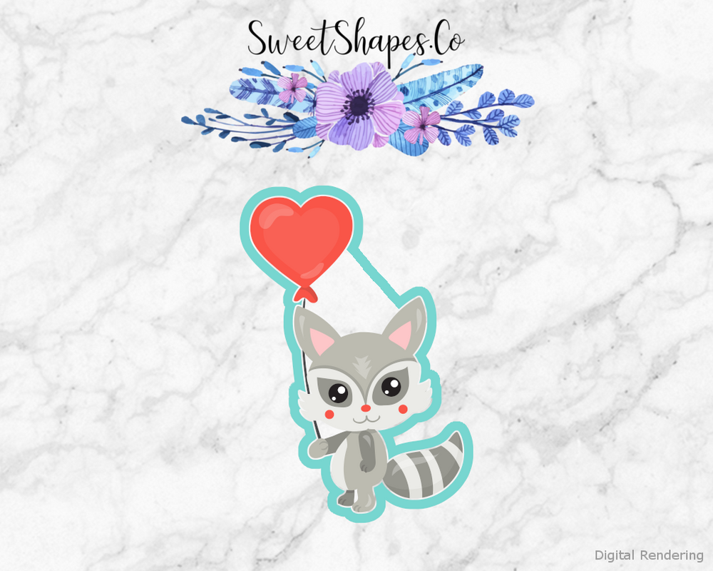 Raccoon With Heart Balloon Cookie Cutter