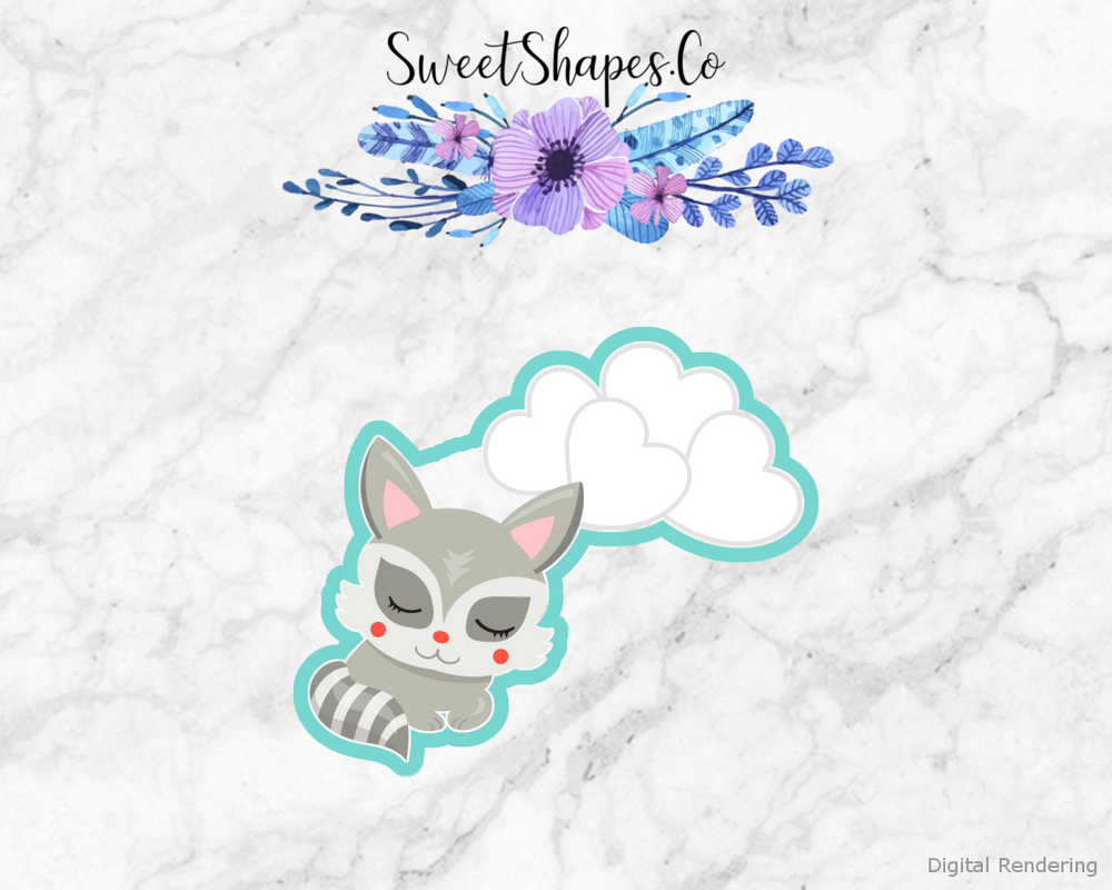 Raccoon With Hearts Cookie Cutter