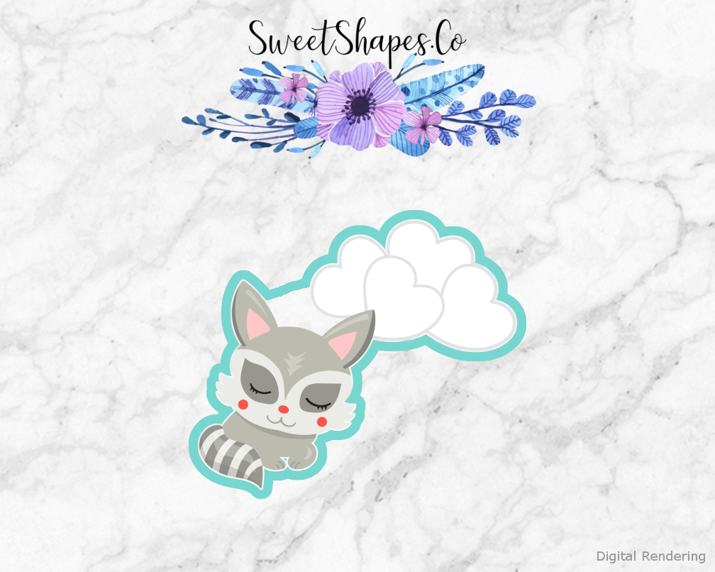 Raccoon With Hearts Cookie Cutter