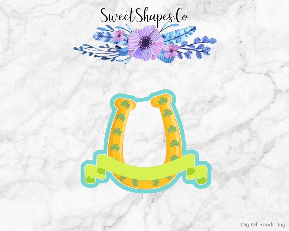 St Patricks Day Horseshoe With Banner Cookie Cutter