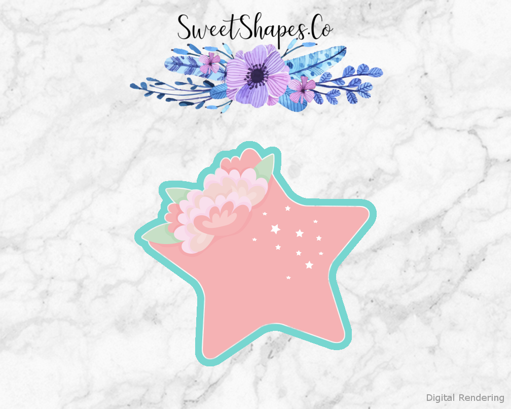 Star With Florals Cookie Cutter
