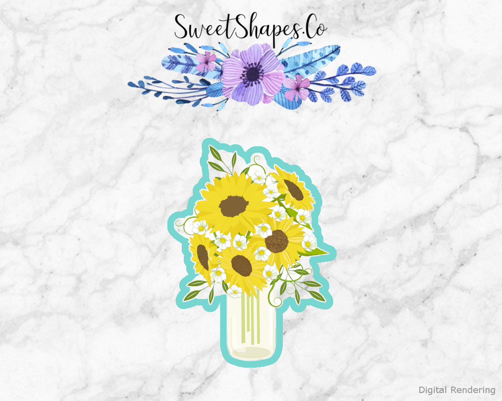 Sunflower Bouquet In Vase Cookie Cutter