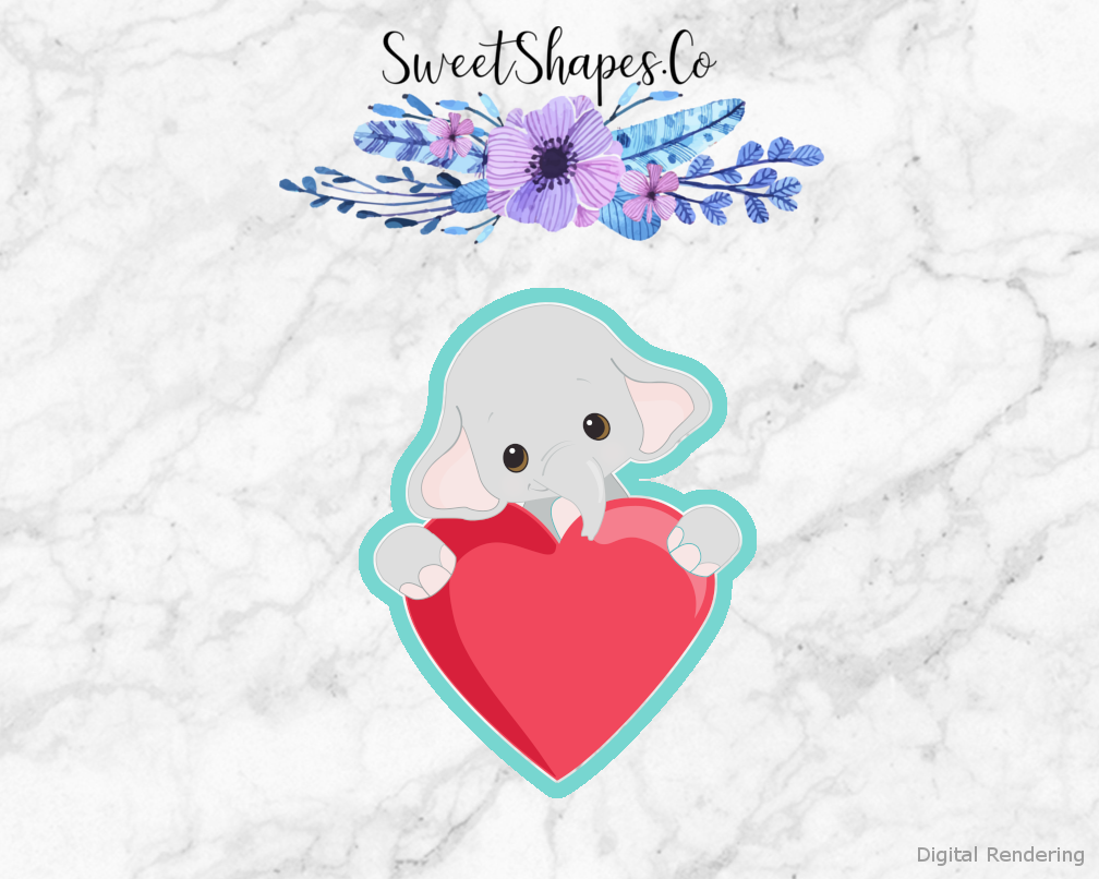 Valentine Elephant 2 Cookie Cutter