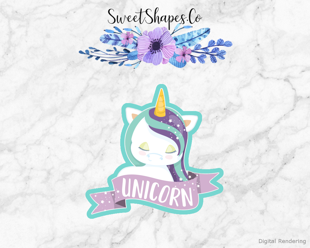 Winter Unicorn Banner Cookie Cutter