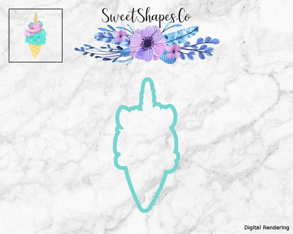 Unicorn Ice Cream Cone Cookie Cutter