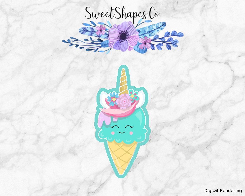 Unicorn Ice Cream Cone Cookie Cutter