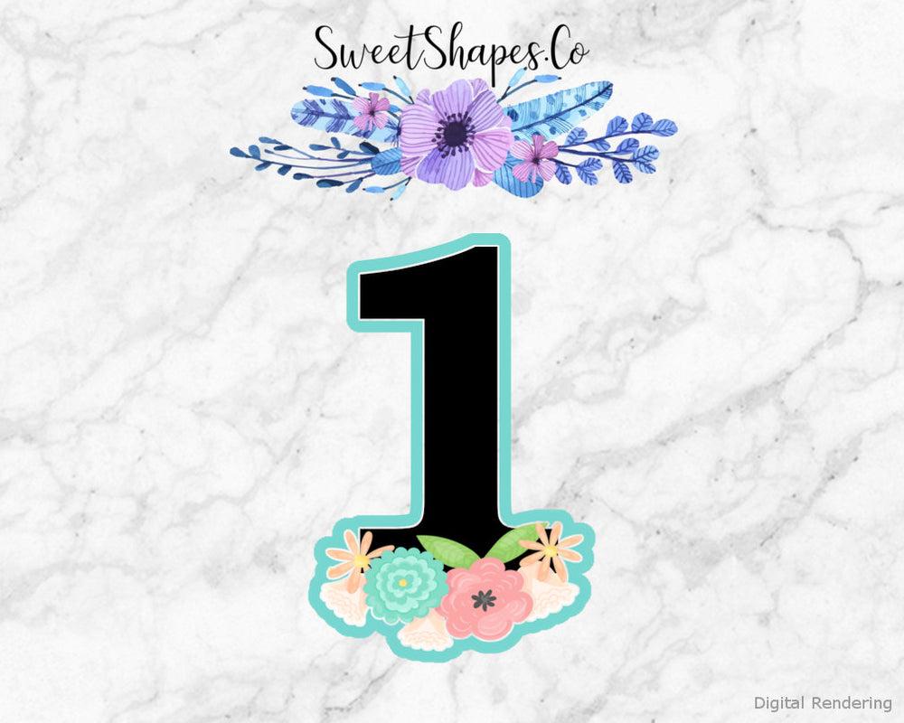 Floral Number 1 Cookie Cutter
