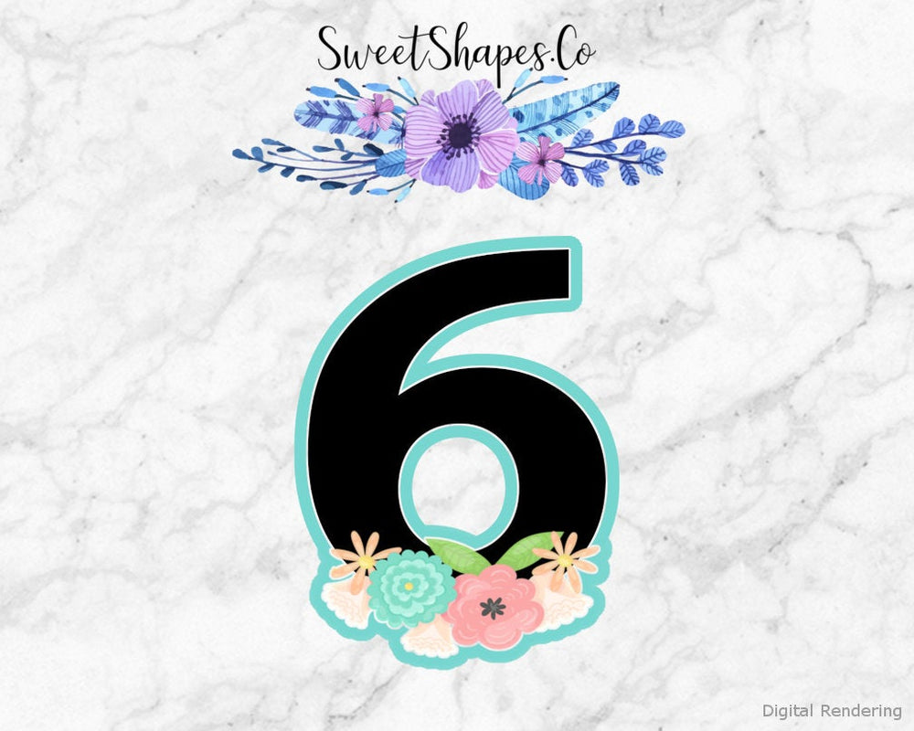 Floral Number 6 Cookie Cutter