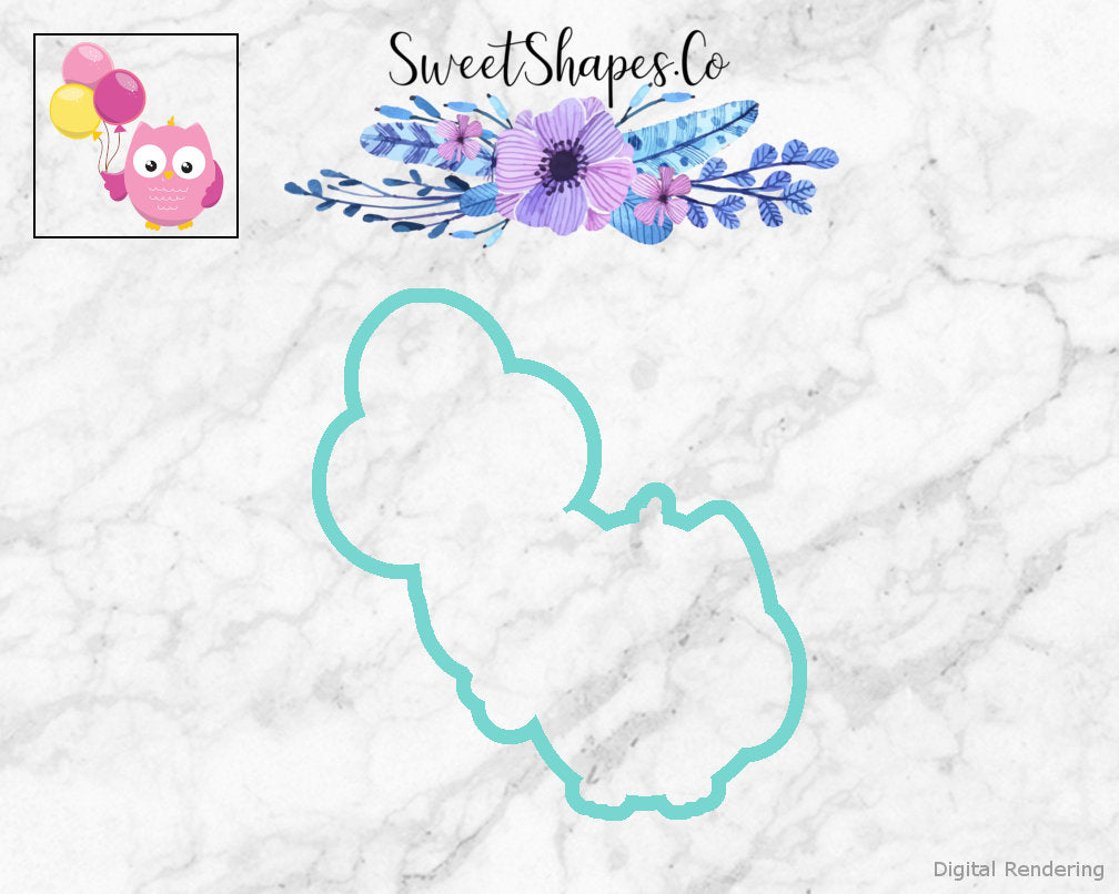 Birthday Owl with Balloons Cookie Cutter