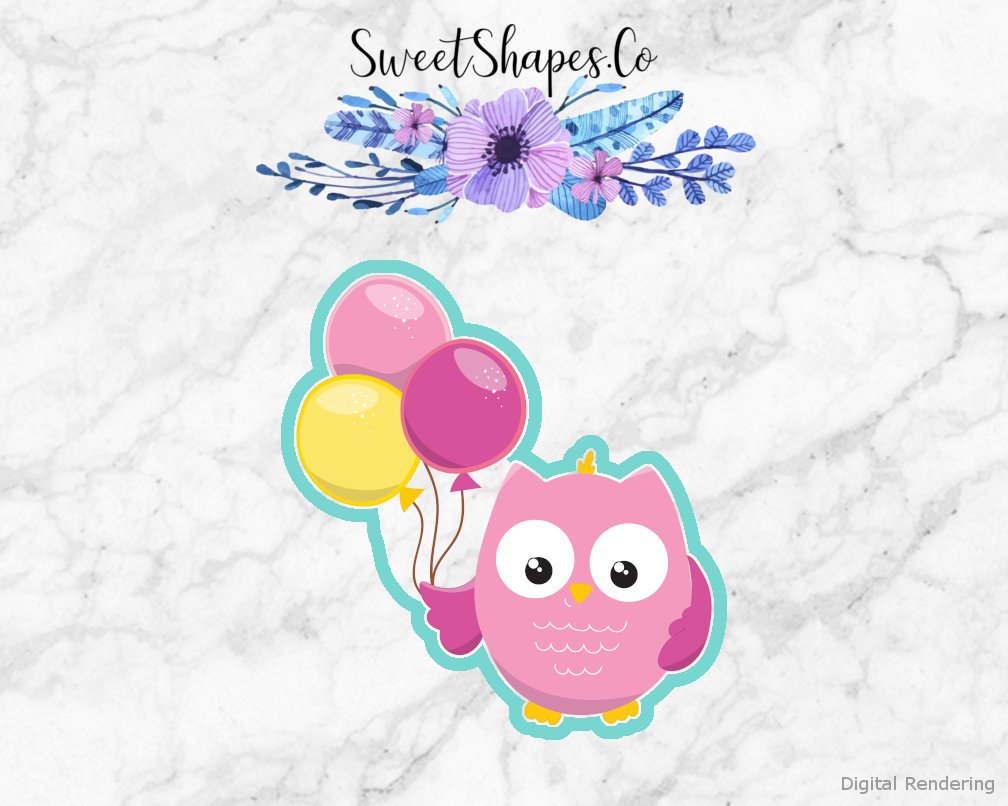 Birthday Owl with Balloons Cookie Cutter