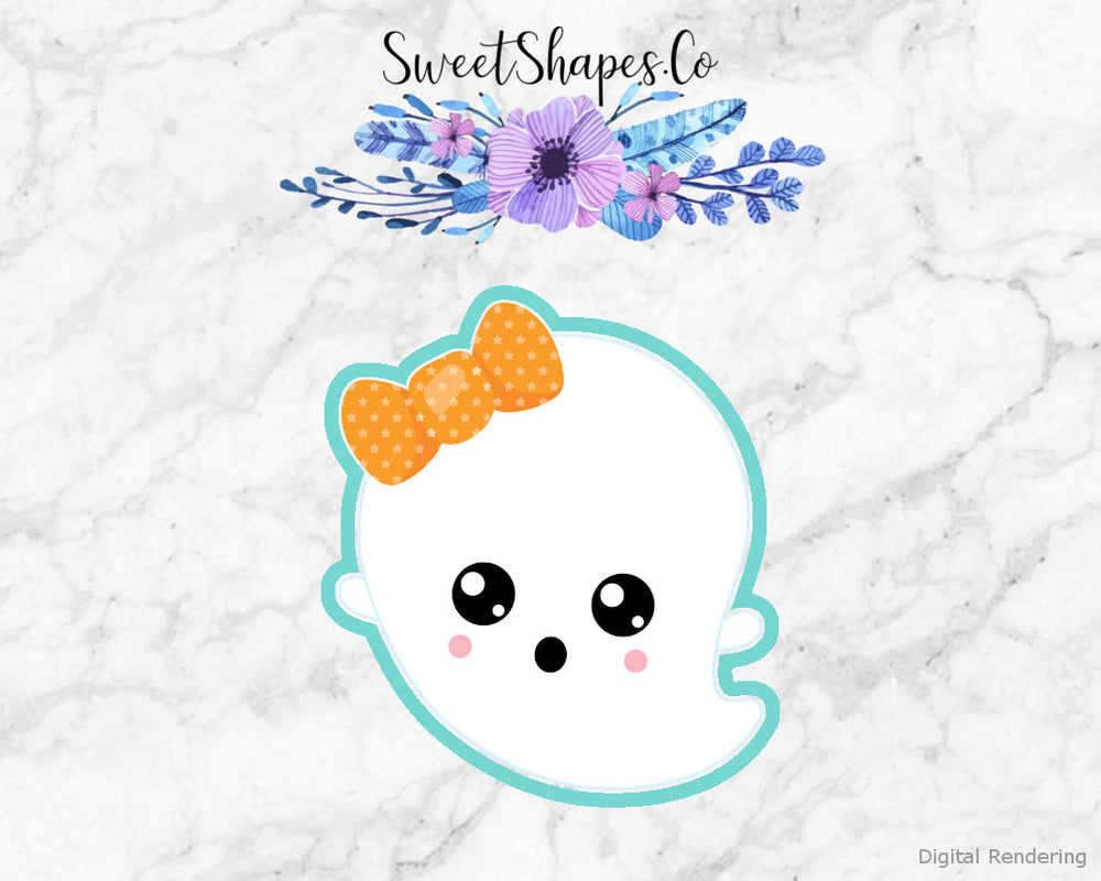 Cute Ghost With Bow Cookie Cutter