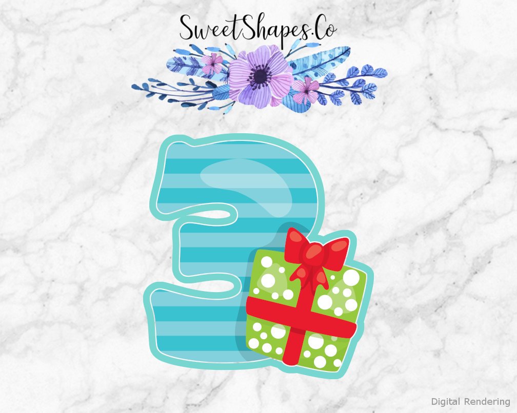 Christmas Number 3 Cookie Cutter