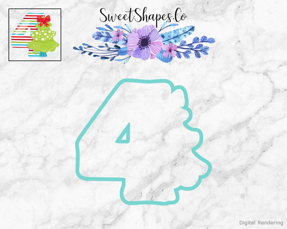 Christmas Number 4 Cookie Cutter