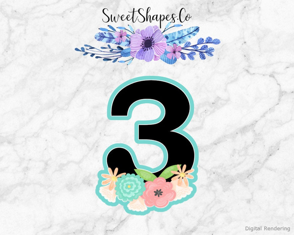 Floral Number 3 Cookie Cutter